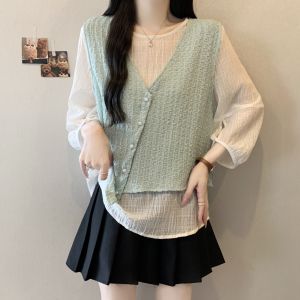 AIYITI | Attractive Layered 7/8 Sleeve Plus Size Blouse