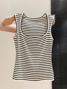 LUOSHAO | Square Neck Striped Sleeveless Slim Korean Style Tank Top