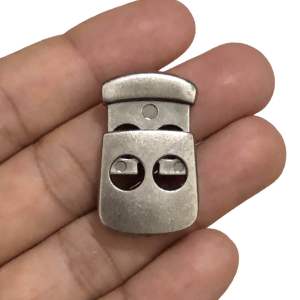 5 cái - Nút chặn nhựa phun tĩnh điện 2 lỗ màu đồng & inox dùng trong thời trang balo rút giày