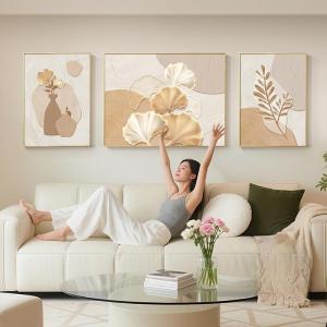 HAIMASHENGKANG | Creamy Ginkgo Elegance Living Room Wall Decor
