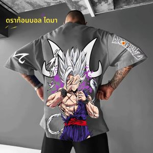 Dragon Ballพิมพ์แขนสั้นTeeกราฟิกเสื้อTชายฤดูร้อนY2kเสื้อผ้าผ้าฝ้ายลําลองขนาดใหญ่Streetwear Topsอะนิเมะคอสเพลย์