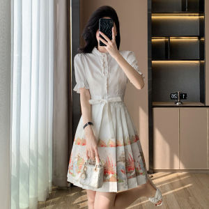 SUYE | New Style Womens Hanfu Dress Summer Novelty Elegant Design Embroidered Mamian Skirt
