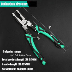 Heavy Duty 5 in 1 Combination Pliers 9-Inch-Vise Multi-function Super Hardness Industrial Grade Chromes Vanadium Steel Universal PliersCombination Pliers