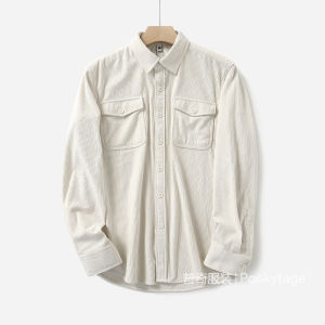 Heavyweight Retro Washed Corduroy Long Sleeve Casual Loose Workwear Shirt for Men And Women Autumn Winter Standard Fit Single Button Closure