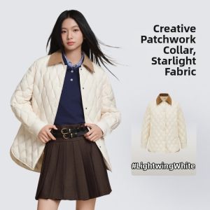 BOSIDENG | Lightweight Shiny Retro Checkered Quilted Down Jacket
