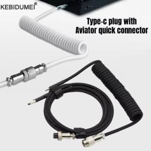 kebidumei | Mechanical Keyboard Coiled Cable USB Type C Mechanical Keyboard Aviator Desktop Computer Aviation Connector Cord Max 3Meter