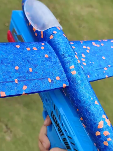 Kids LED Foam Airplane Toy – 2-in-1 Catapult Gun Launcher & Hand Throw Glider Outdoor Flying Toy