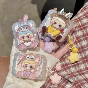 Luxury 3D Labubu Cartoon AirPods Case For AirPods 1 2 3 4 AirPods Pro Wireless Earbud Bluetooth Headphones Headset Earphone Anti-fall Cover Shell