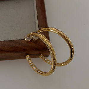 Metal Diamond Embedded Grid Pattern Earrings Women Luxury Small Fragrance Style Fashion Jewelry Elegant Sensation Hoops
