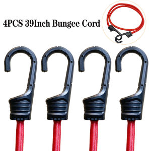 1/2/4Pcs Red Elastic Bungee Cords Plastic Coated Metal Hooks Heavy Duty Bungee Ropes for Bike Tents Camping Luggage Racks Ropes