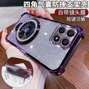  17ProMax 17Air Phone Case with Stand Flash Powder Gyro Shell Electroplated 15Plus Protective Cover 13 Mobile Phone Case 14 Airbag XSMAX Four Corners Thickened 12 Eye Protection Anti-fall
