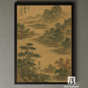Tranh Nghệ thuật "Không Màng Danh Lợi" VIETSMART ART - Thư pháp 45 x 60cm