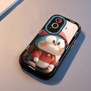 Oppo Reno11 pro Silicone Phone Case with Lanyard Backpack Full Cover Protection Cute Blue Fat Man Design Environmentally Friendly