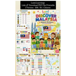 【Kids Activity Workbook】Lumi Discover Malaysia|3 Version|Printable PDF|Preschool Learning Pra-Sekolah / Kindergarden