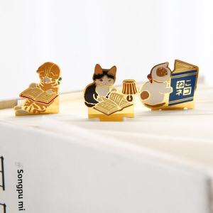 Adorable Cat Family Bookmarks Metal Brass Cat Book Markers Back to School New Year Gifts Children Reading Bookmarks Page Markers