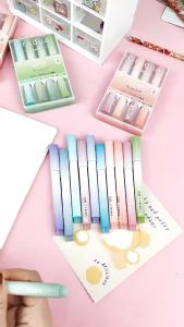 Satu Keluarga Highlighter Pastel Penanda Teks Set 4IN1 Textliner Stasionary Spidol Pen Marker Warna Gradasi Painting Multifungsi Alat Tulis Sekolah A55