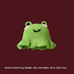 WEIAI | Quirky Cartoon Animal Long Braid Knitted Hat Womens Autumn Winter Warm Photography Decoration Green Knitted Overhead Cap Trendy