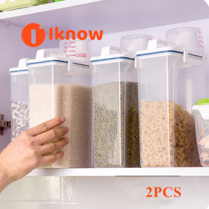 I know 2 Pcs 2kg Portable Kitchen Storage Box Rice Bucket Measuring Cup With A Lid