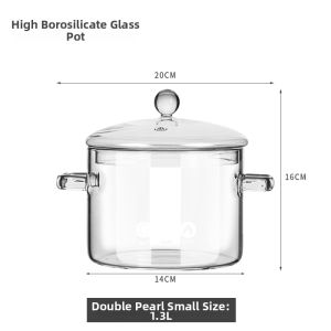 KuaKe | Home Use Double-ear Borosilicate Glass Soup Pot Transparent Stove Top Electric Hob Heat Resistant