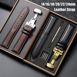 Genuine Leather Watchband 14/16/18/20/22/24mm Watch Strap Automatic Butterfly Buckle Men and Women Business with Box Wrist Belt