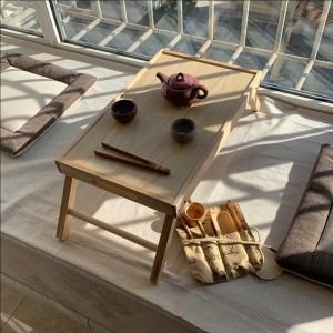 Japanese Style Tatami Folding Low Table Solid Wood Zen Tea Table Suitable for Window Seat Small Size Floor Table Tea Desk