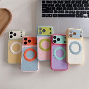 Luxury Magnetic Lychee Grain Phone Case Instantly turn iPhone 17 18 Pro Max For iPhone 14 15 16 17 18 Pro Max Magsafe Bumper Back Case Cover