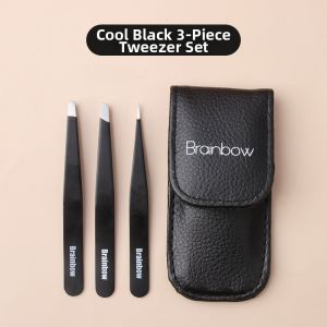 Brainbow | Stainless Steel Slanted and Flat Tip Tweezers Set