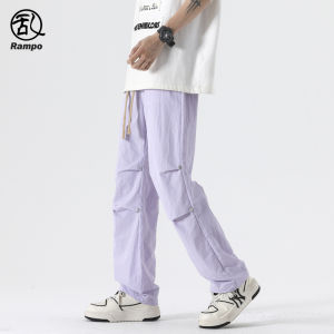 กางเกงทำงานกันน้ำสไตล์อเมริกันสำหรับผู้ชาย กางเกงขายาวทรงหลวมสบาย ๆ แห้งเร็ว ทรงตรง ทรงยีนส์ กางเกงขายาวทรงทหาร