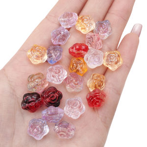 30pcs 12mm High Quaility Multicolor Glass Beads Rose Flower Shape for DIY Necklace Bracelet Earring Jewelry Making Supply