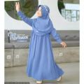 Gamis Muslim Anak Perempuan Usia 5-12- Tahun Khanza Syari Kids Crinkle Baju Wanita  Remaja Tanggung. 