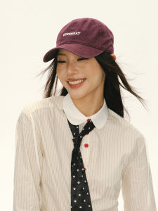 หมวกเบสบอลป้องกันแสงแดดลายตัวอักษรสีม่วงย้อนยุคสไตล์อเมริกัน หมวกทรงปากเป็ดสำหรับผู้หญิงไซส์ใหญ่ หมวกเบสบอลผ้าฝ้ายแบบลำลอง