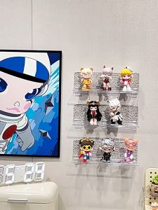 ที่วางโชว์ตุ๊กตา ติดผนัง กล่องโชว์อะคริลิค ประหยัดพื้นที่ กล่องใส่โมเดล การออกแบบร่อง สามารถถือบัตรได้ มินิมอล