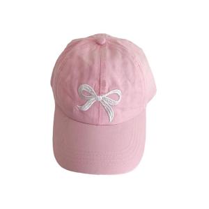 Cute Kids Baseball Hat Visor Waterproof Bow Tie Sun Cap Toddler Girls High Ponytail Hat Summer Beach Hat Adjustable Age 2-5