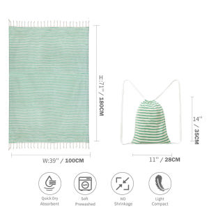 Turkish Striped Beach Towels Bulk with Travel Bag Oversized 100x180cm Bath Towels Quick Dry Lightweight Travel Beach Towel