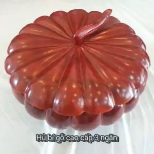 Hàng cao cấp loại 1 - Hộp  mứt bánh kẹo có ngăn chia cao cấp Thanh Bình Lê hình quả bí đế xoay bằng gỗ xà cừ quà tặng ý nghĩa