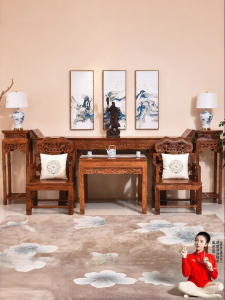 Bộ Bàn Ghế Gỗ Hồng Mộc Sáu Món Với Thiết Kế Linh Chi