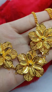 Terbaru Kalung Liontin Bunga Kendari Lapis Emas 24k Gold Fashion Mewah Dubai India Terbaru Import Wanita Necklace