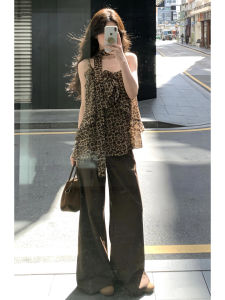 LIRUSHAN | Vintage Leopard Print Strap Top Spicy Girl Summer Wear