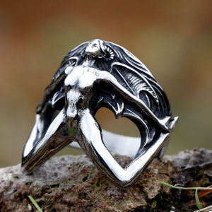Năm 2022 Nam Gothic Punk 3D Hình Dạng Cơ Thể Nhẫn Inox Cổ Điển Cưới Ban Nhạc Thời Trang Món Quà Trang Sức Miễn Phí Vận Chuyển