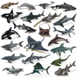 Miniature Sea Life Animals Model - Dolphin Rays Shark Whale - Ocean Marine Figurines Educational Kids Toys