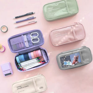 Iconic Large Capacity Student Pencil Case Multi-layer Classification Storage Makeup Bag Stationery Box Oxford Cloth Material