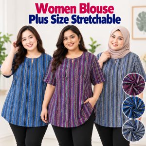 .Women Blouse Plus Size 6XL Stretchable Floral Print Short Sleeve Shirt High Waist Female Summer