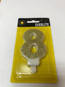 Lilin Angka Glitter Gold / Lilin Ulang Tahun Angka Glitter Gold / Tinggi 7 cm / Tebal 1 cm