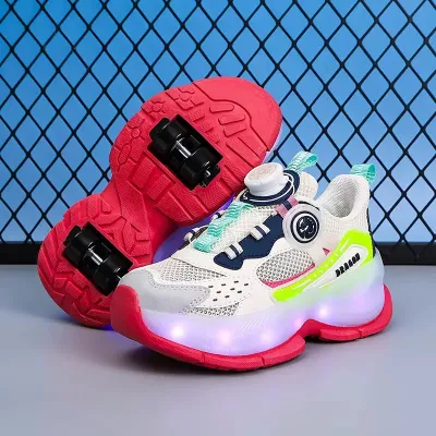 Four-Wheel Roller Skates for Girls Roller Skates with Lights Spring/Summer Skates for Boys (Medium to Large Sizes) Ice Skates Athletic Shoes