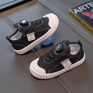 Breathable Canvas Shoes for Boys And Girls with Rotation Button Design Low Cut Casual Style All Season Childrens Footwear