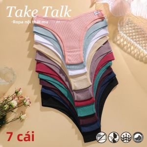 7 Chiếc Nữ Bánh Quần Lót Cotton Bộ V Eo Brasil Phong Cách Thoáng Khí Mềm Mại Chắc Chắn Co Giãn Quần Lót Nữ Thấp Tầng Bikini