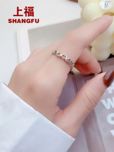 Love Heart-Shaped Ring Womens Sterling Silver Heart-Shaped Index Finger Fashion Personalized Niche Design Fancy Qixi Gifts for Girlfriend