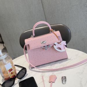 Womens Large Capacity Shoulder Crossbody Bag Ostrich Pattern Second Generation Kelly Bag Leather Handbag Single Strap Bag