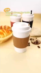 400ml Wheat Straw Coffee Cups With Lids Reusable Drinking Cup Leakproof Coffee Tea Mug Eco-Friendly Espresso Cup Water Cup