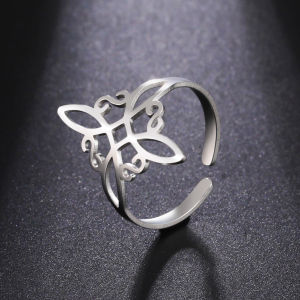 Skyrim Witch Knot Ring for Women Stainless Steel Adjustable Open Finger Rings 2025 New Witchcraft Amulet Jewelry Birthday Gift
